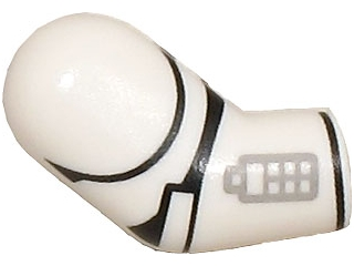Lego Arm, Right with Black Lines and Light Bluish Gray Compad Pattern / White