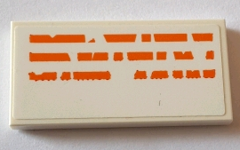 Lego Tile 2 x 4 with 3 Dotted Orange Lines / Stylized  Alien Characters Pattern (Sticker) - Set 75144
