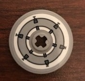 Lego Technic, Disk 3 x 3 with SW White and Light Bluish Gray Circles Pattern (Sticker) - Set 75244 / Light Bluish Gray