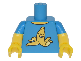 Lego Torso T-Shirt with Yellow Grinning Banana Peel Pattern / Yellow Arms with Molded Dark Azure Short Sleeves Pattern / Yellow Hands