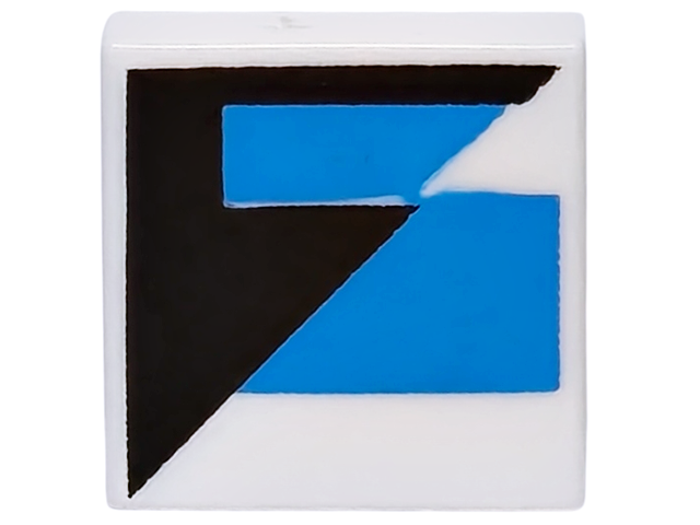 Lego Tile 1 x 1 with Black Triangle and Dark Azure Stripes Pattern Model Left Side