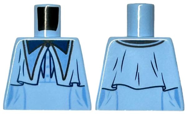 Lego Torso Female Coat with Capelet and Dark Blue and Medium Blue Pointed Collars Pattern / Bright Light Blue