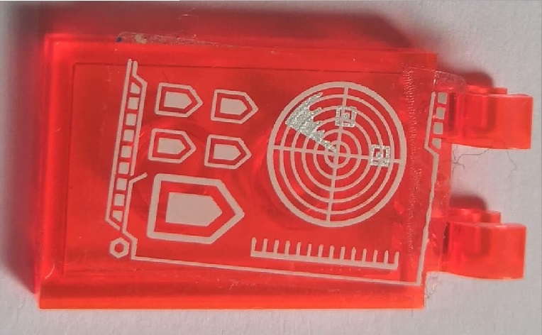 Lego Tile, Modified 2 x 3 with 2 Clips with White Nexo Knights Radar Pattern (Sticker) - Set 70317