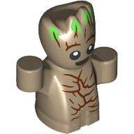 Lego Groot - Baby, Bark Chest, Green Hair / Dark Tan