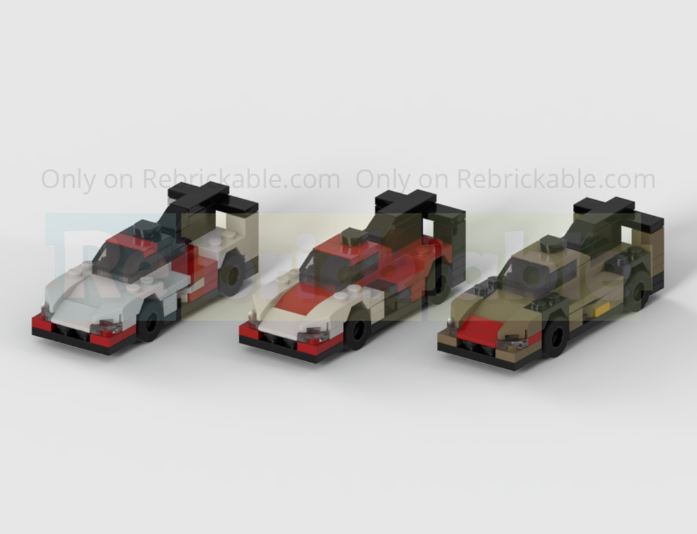 Lego Pack Of 3 WEC Porsche 963 LMDh Racing Cars - Half Speed Champions Scale