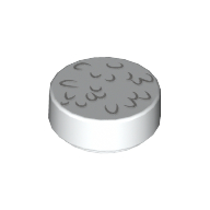Lego Tile Round 1 x 1 with Rice Print / White