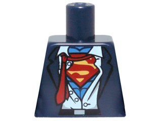 Lego Torso Suit, Rumpled White Shirt with Red Tie and Red and Yellow Superman 'S' Logo Pattern / Dark Blue