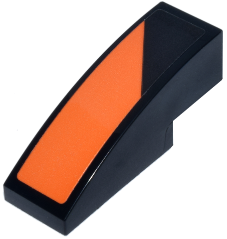 Lego Slope, Curved 3 x 1 with Orange Angled Panel Pattern Model Left Side (Sticker) - Set 77251