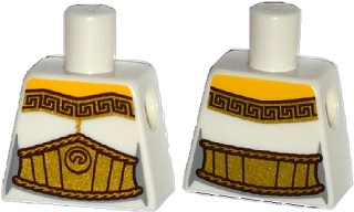 Lego Torso Female Toga with Gold Trim and Large Belt Pattern / White