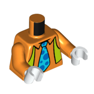 Lego Torso Shirt, Lime Vest, Medium Azure Tie with Blue Spots Print, Orange Arms, White Hands / Orange