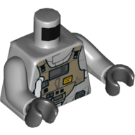 Lego Torso Rebel B-wing Pilot Flight Suit with Dark Tan Front Panel with Breathing Apparatus Print, Light Bluish Gray Arms, Black Hands / Light Bluish Gray