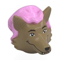 Lego Head Special, Wolf with Bright Pink Bonnet Pattern, Face Print / Dark Tan