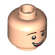 Lego Minifig Head Woody, Dark Brown Eyebrows, Open Mouth, Nervous Smile / Lopsided Smile