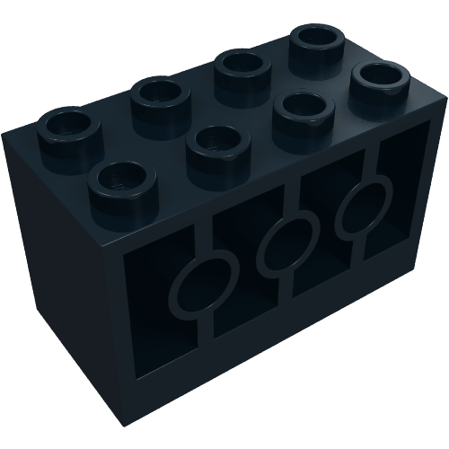 Lego Brick 2 x 4 x 2 with Holes on Sides, Reinforced Supports between Tubes / Black