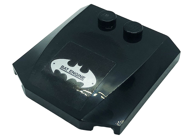 Lego Wedge 4 x 4 x 2/3 Triple Curved with Silver Batman Logo and Black 'BAT ENGINE' Pattern (Sticker) - Set 76161