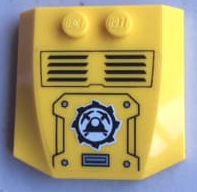 Lego Wedge 4 x 4 x 2/3 Triple Curved with Mining Logo and Air Vents Pattern (Sticker) - Set 60188 / Yellow