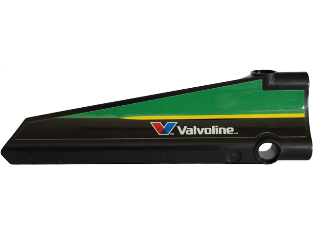 Lego Technic, Panel Inverted Fairing #41 Long Smooth, Side B with White 'Valvoline', Green Panel and Yellow Stripe Pattern (Sticker) - Set 42240
