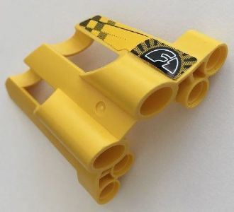 Lego Technic, Panel Fairing # 1 Large Short, Large Holes, Side A with Stylized 'F1' and Checkered Pattern (Sticker) - Set 8445