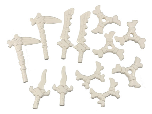 Lego Minifigure, Weapon Pack Bone Sickles, Swords, Hooks, and Shuriken Throwing Stars, 12 in Bag (Multipack)