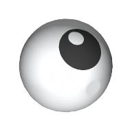 Lego Technic Ball Joint with Black Eye Print / White