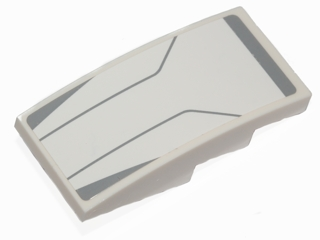 Lego Slope, Curved 4 x 2 with Gray Lines and Stripes Pattern (Sticker) - Set 75090