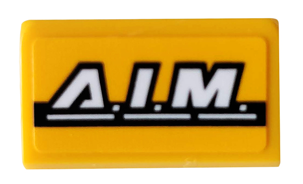 Lego Slope 30 1 x 2 x 2/3 with 'A.I.M.' Pattern (Sticker) - Set 76143 / Bright Light Orange