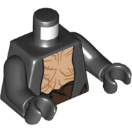Lego Torso Jacket, Bare Chest and Dark Brown Sash Print, Black Arms and Hands / Black