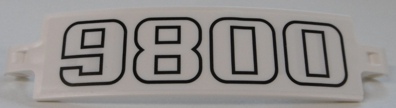 Lego Technic, Panel Curved 3 x 13 with Black '9800' Pattern (Sticker) - Set 42100 / White