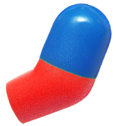 Lego Arm, Left with Molded Blue Short Sleeve  Pattern / Red