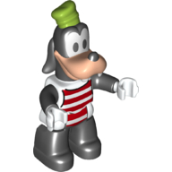 Lego Duplo Figure Goofy with Lime Hat and Red and White Striped Top - Black Legs