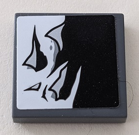 Lego Tile 2 x 2 with Black and White Ripped and Torn Pattern (Sticker) - Set 70915