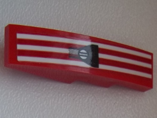 Lego Slope, Curved 4 x 1 with 3 White Stripes and Black Air Outlet Pattern Model Left Side (Sticker) - Set 75876