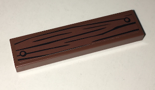 Lego Tile 1 x 4 with Wood Grain and 2 Nails on Reddish Brown Background Pattern (Sticker) - Set 75903