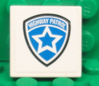 Lego Tile 2 x 2 with Highway Patrol Logo White Star Pattern (Sticker) - Set 8681