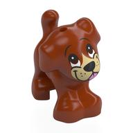 Lego Animal, Dog, Small Standing with Tan Face, Dark Brown Eyes, Bright Pink Tongue print / Dark Orange