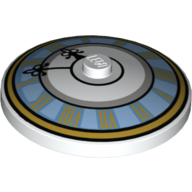 Lego Dish 4 x 4 Inverted [Radar] with Clock Face Light Blue with Roman Numerals Print