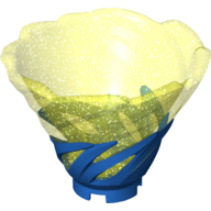 Lego Cone Reverse, Spinner, with Marbled Glitter Trans-Neon Green Pattern / Blue