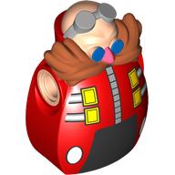 Lego Minifig Torso and Head, Dr 'Eggman' Robotnik Print / Red