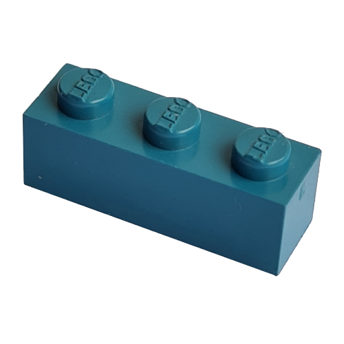 Lego Modulex Brick 1 x 3 with LEGO on Stud / Modulex Teal Blue