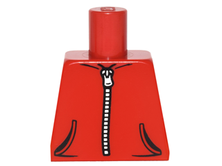 Lego Torso Hoodie with 2 Pockets and Silver Zipper Pattern / Red