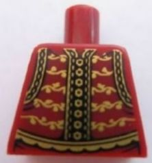 Lego Torso Vest with Gold Trim, Buttons and Floral Motif Pattern / Dark Red