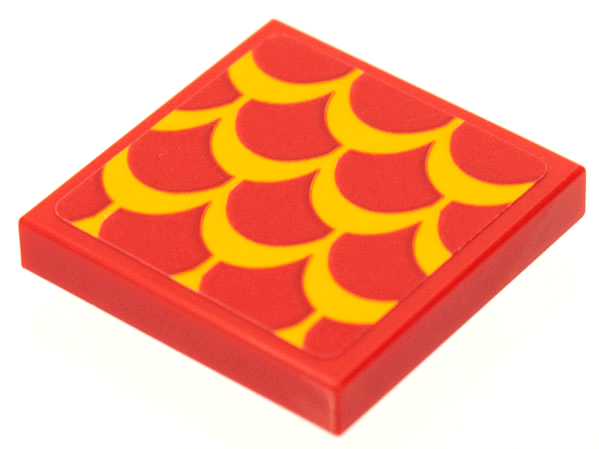 Lego Tile 2 x 2 with Bright Light Orange Scales Pattern (Sticker) - Set 75550