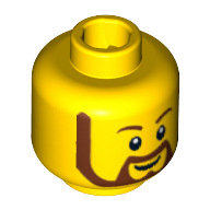 Lego Minifig Head, Beard Brown Rounded, White Pupils, Grin Print