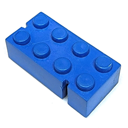 Lego Brick 2 x 4 without Bottom Tubes, Slotted (with 2 slots, opposite corner right)