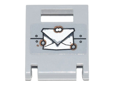 Lego Container, Box 2 x 2 x 2 Door with Slot with Handle with Envelope, Metal Plates and Rivets Pattern (Sticker) - Set 70840