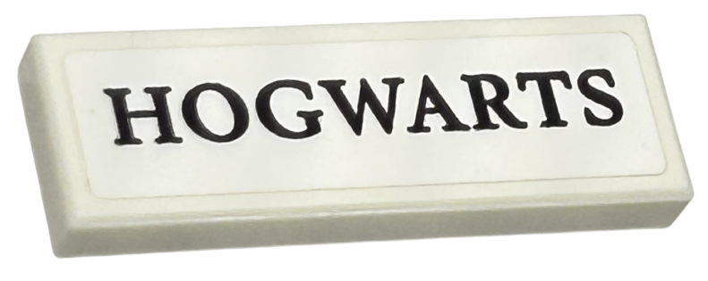 Lego Tile 1 x 3 with Black 'HOGWARTS' Pattern (Sticker) - Set 76423