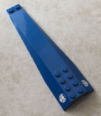Lego Wedge 16 x 4 Triple Curved with Reinforcements with White SHIELD Logo Pattern on Both Sides (Stickers) - Set 76016 / Blue