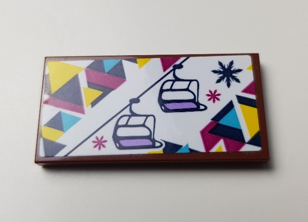 Lego Tile 2 x 4 with Chairlift Pattern (Sticker) - Set 41324 / Reddish Brown