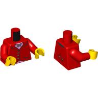 Lego Torso Jacket, Pink Cravat, Silver Necklace and Buttons / Strap with Buttons Print, Red Arms, Yellow Hands / Red