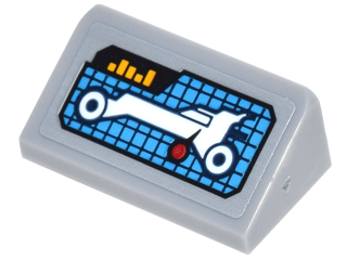 Lego Slope 30 1 x 2 x 2/3 with Digital Display with White Batmobile, Red Indicator and Yellow Level Bars Pattern (Sticker) - Set 70905